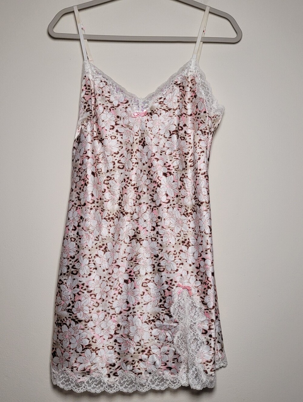 Victoria's Secret Floral Satin Slip Chemise Dress Medium Sequin Sexy Feminine